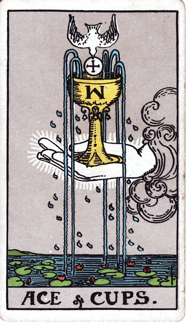 Ace of Cups from the original 1909 printing