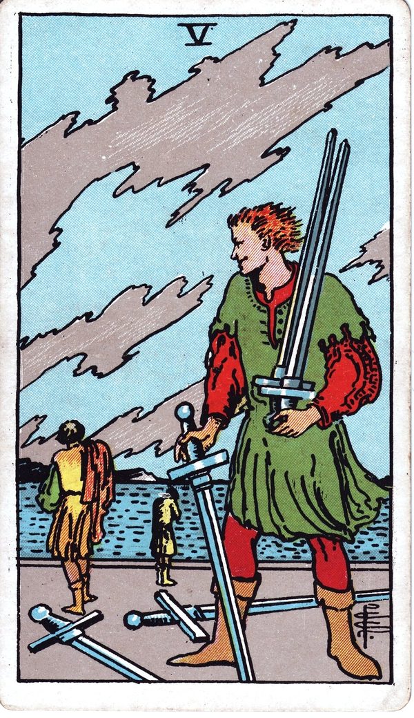 Five of Swords from the original 1909 printing
