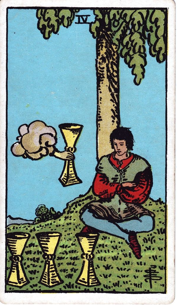 Four of Cups from the original 1909 printing