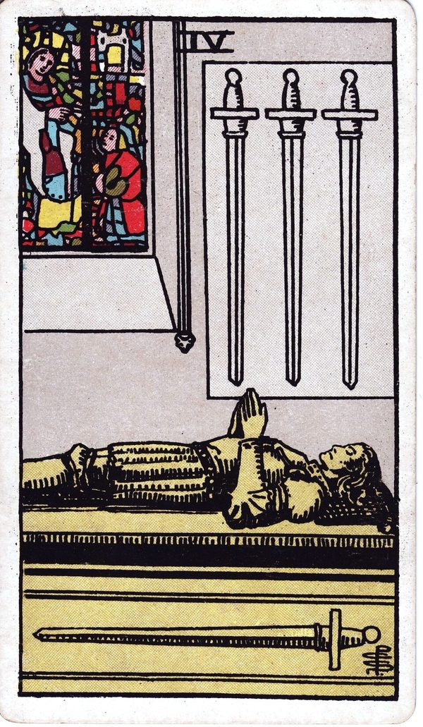 Four of Swords from the original 1909 printing