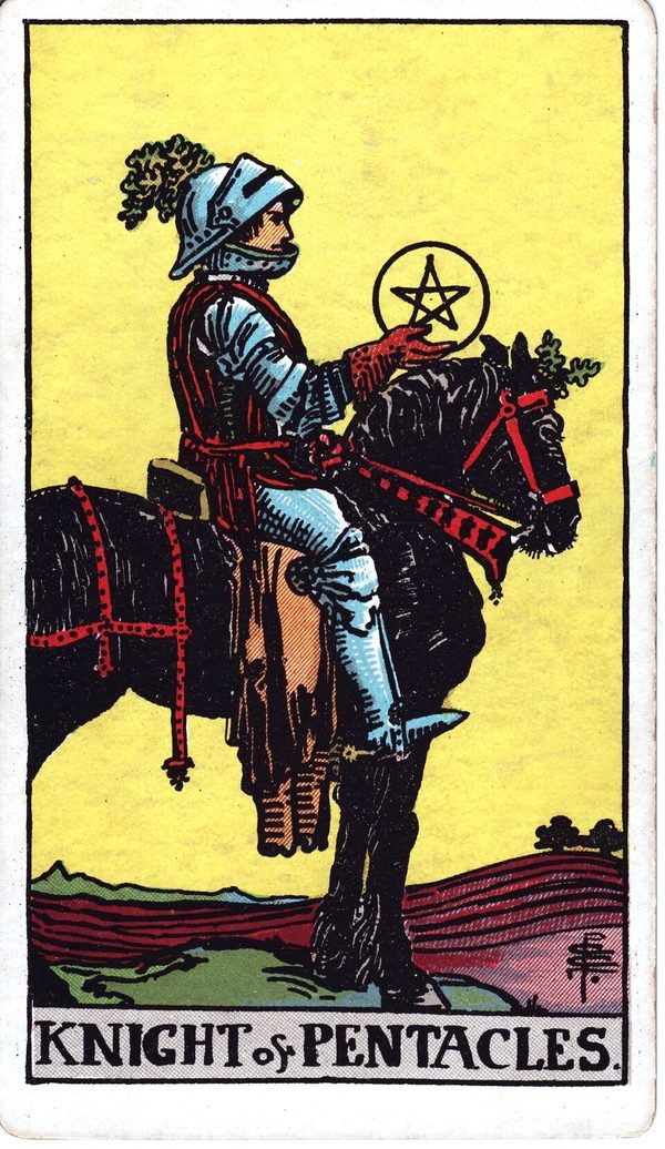 Knight of Pentacles from the original 1909 printing