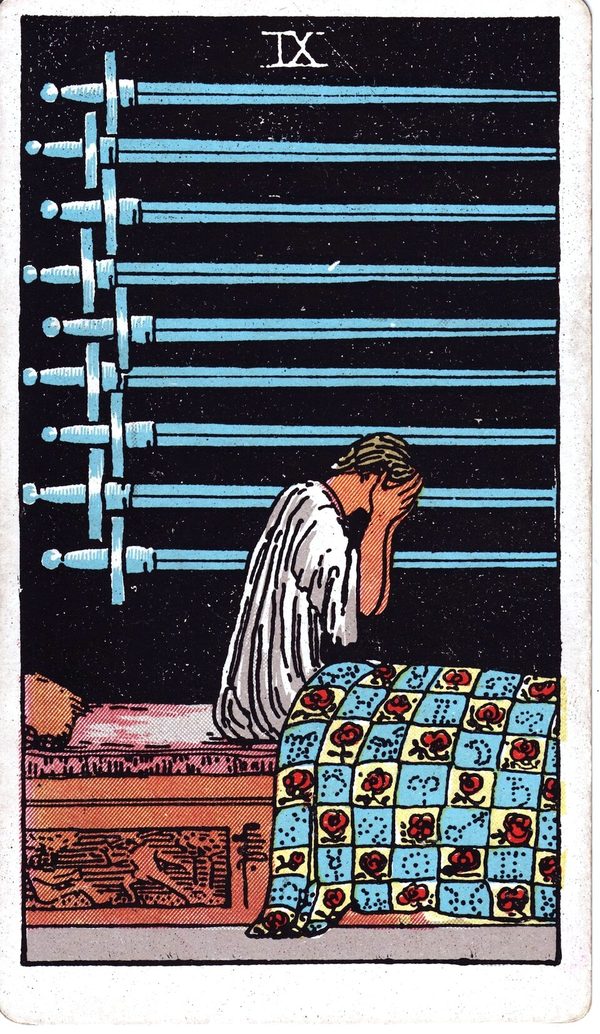 Nine of Swords from the original 1909 printing