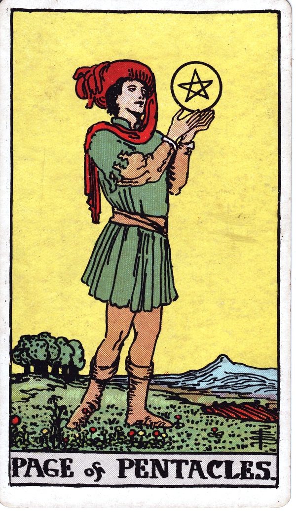 Page of Pentacles from the original 1909 printing
