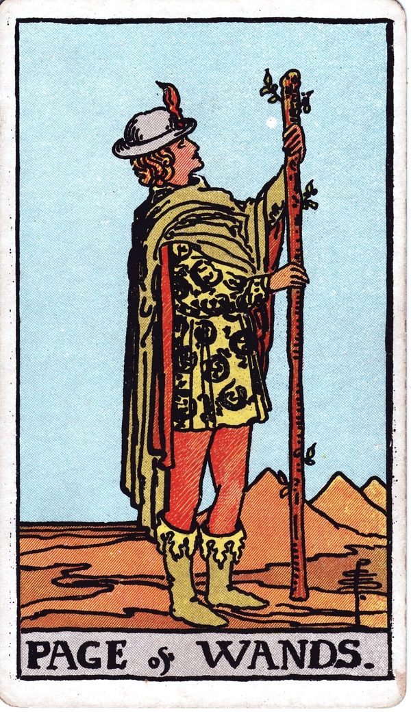 Page of Wands from the original 1909 printing