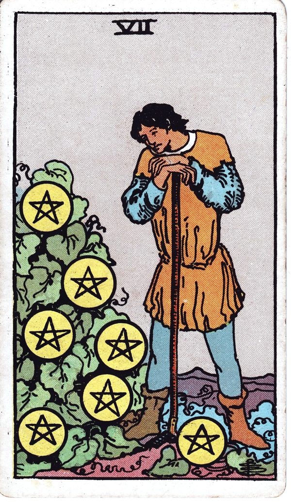 Seven of Pentacles from the original 1909 printing