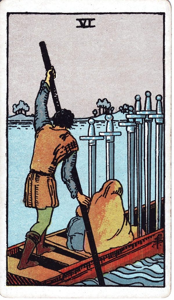 Six of Swords from the original 1909 printing