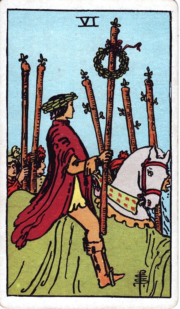 Six of Wands from the original 1909 printing